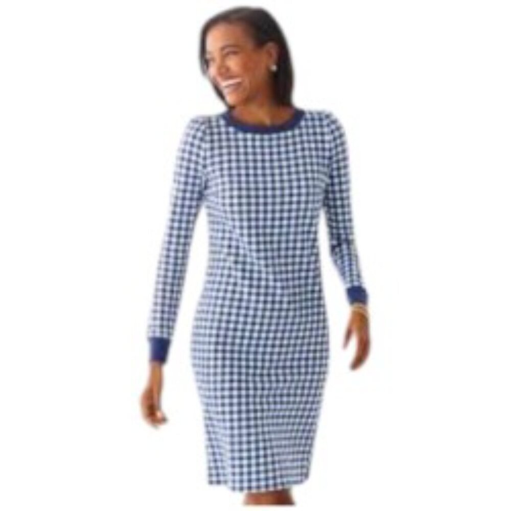 Talbots Gingham Terry Shift Dress SP